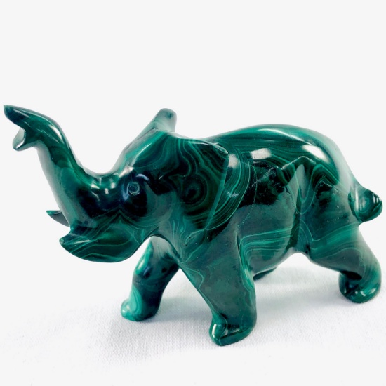 Estate genuine malachite elephant figurine