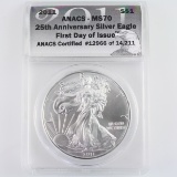 Certified 2011 U.S. 25th anniversary American Eagle silver dollar