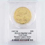 Certified 1987-W U.S. autographed proof 1oz $50 American Eagle gold coin
