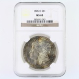 Certified 1885-O U.S. Morgan silver dollar