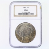Certified 1886 U.S. Morgan silver dollar