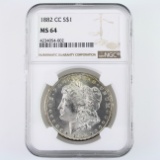 Certified 1882-CC U.S. Morgan silver dollar