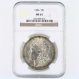 Certified 1884 U.S. Morgan silver dollar