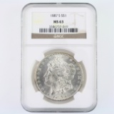 Certified 1887-S U.S. Morgan silver dollar