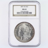 Certified 1891-CC U.S. Morgan silver dollar