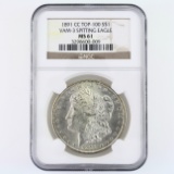 Certified 1891-CC Top-100 VAM-3 Spitting Eagle U.S. Morgan silver dollar