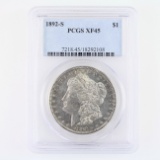 Certified 1892-S U.S. Morgan silver dollar