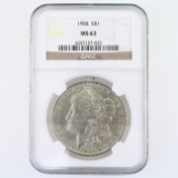 Certified 1904 U.S. Morgan silver dollar