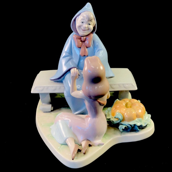 Estate Lladro #7553 "Cinderella & The Fairy Godmother" porcelain figurine with original box