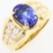 Estate 18K yellow gold diamond & tanzanite ring