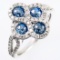 Estate 14K white gold blue & white diamond ring