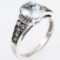 Estate LeVian 14K white gold diamond & aquamarine ring