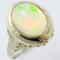 Vintage Art Deco unmarked 18K white gold opal ring