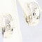 Pair of estate 14K white gold diamond huggie hoop earrings