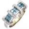 Estate 18K white gold white & blue diamond ring band