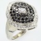 Estate 14K white gold black and white diamond cocktail ring