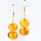 Pair of estate 14K yellow gold amber dangle earrings