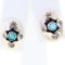 Pair of estate Native American sterling silver turquoise stud earrings