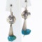 Pair of estate Native American sterling silver turquoise Kokopelli dangle earrings