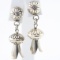Pair of estate Native American sterling silver squash blossom dangle earrings
