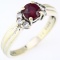 Estate 18K white gold diamond & natural ruby ring