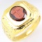 Vintage 18K yellow gold garnet carved signet ring