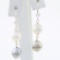 Pair of estate 14K white gold Akoya pearl dangle drop earrings