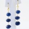 Pair of estate 14K yellow gold lapis lazuli bead dangle drop earrings