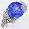 Estate 18K white gold diamond & tanzanite ring