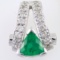 Estate 14K white gold diamond & natural emerald pendant