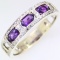 Estate 14K white gold diamonds & amethyst band ring