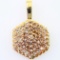 Estate unmarked 14K yellow gold diamond hexagon pendant