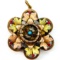 Antique tri-colored gold-filled pendant with small colored stones