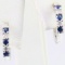 Pair of 14K white gold diamond & natural sapphires hoop earrings