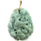 Estate hand carved jade pendant with 14K yellow gold findings