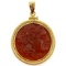 Estate 18K yellow gold bezeled carved carnelian cameo pendant