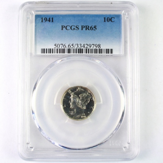 Certified 1941 proof U.S. Mercury dime