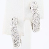 Pair of estate 14K white gold diamond hoops earrings