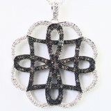 Estate 14K white & black gold diamond pendant necklace