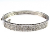 Estate 14K white gold diamond bangle bracelet