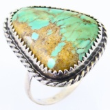 Estate Native American unmarked sterling silver turquoise ring