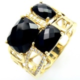 Estate Effy 14K yellow gold diamond & onyx ring