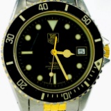 Estate Tag Heuer 1000 Professional 2-tone stainless steel & yellow gold wristwatch