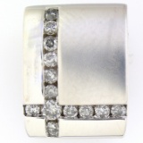 Estate 14K white gold diamond love note pendant