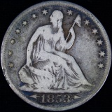 1853 arrows & rays U.S. seated Liberty half dollar