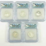 Complete 5-piece set of certified 2006 silver proof state quarters