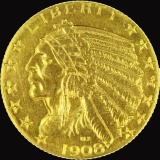 1908 U.S. $5 Indian head gold coin