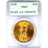 Certified 1928 U.S. $20 St Gaudens gold coin