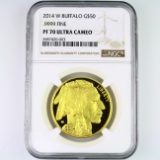 Certified 2014-W proof U.S $50 buffalo 1oz gold coin