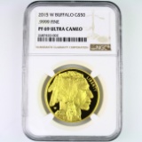 Certified 2015-W proof U.S $50 buffalo 1oz gold coin